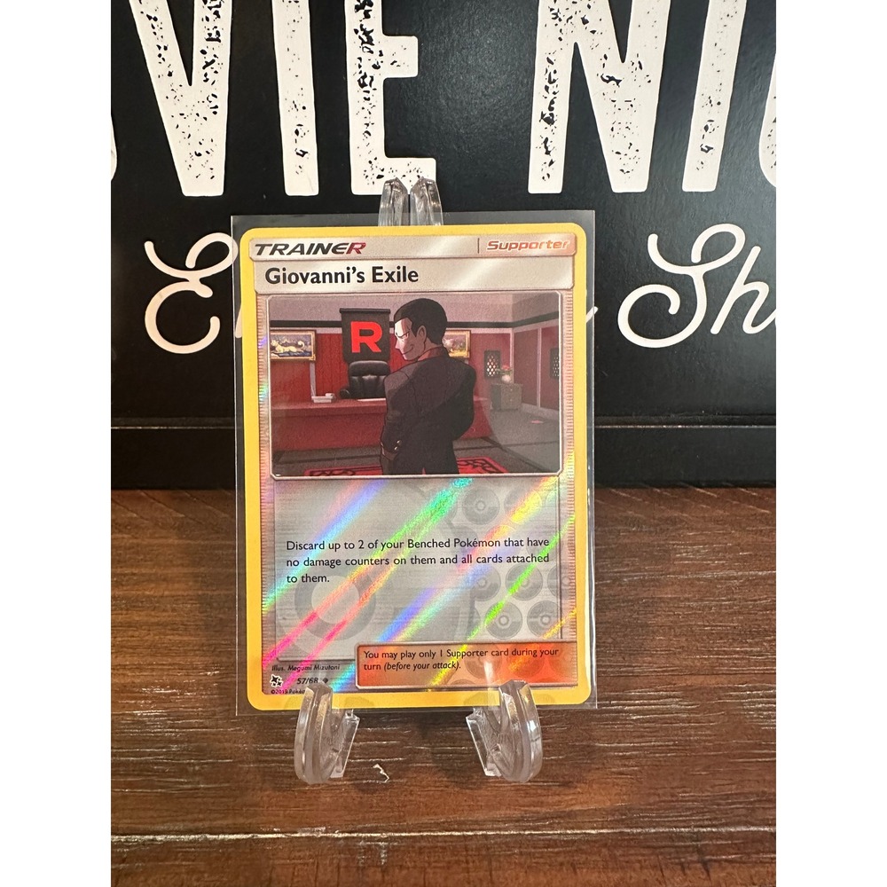 Pokemon Giovanni's Exile 67/68 Hidden Fates Reverse Holo Rare Trainer Card